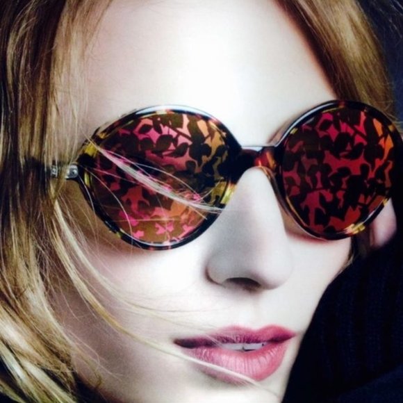 NEW Dior Umbrage Runway Sunglasses Red Gold Leaf Havana Oval - Picture 1 of 14